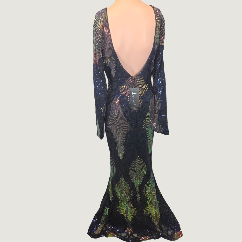 Sequin Mermaid Formal Evening Gown Women's Miss Ord XL NWT Iridescent Y2K Glam